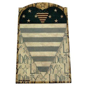 Beth Yarbrough Liberty Heart Flag Wall Plaque Sign Patriotic Red White Blue USA